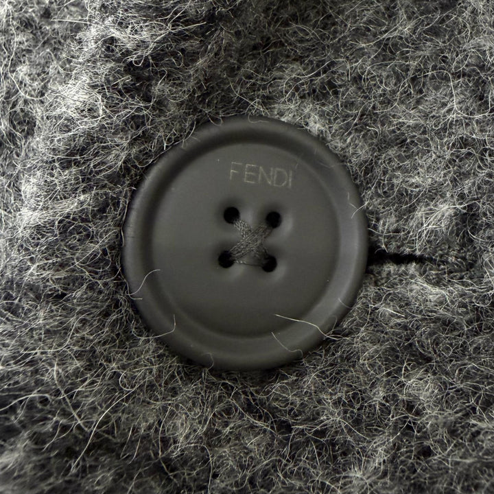 極美品□FENDI フェンディ FF0621 アルパカ90％ 起毛地 ピークドラペル ダブルブレスト チェスターコート グレー 48 イタリア製 正規品