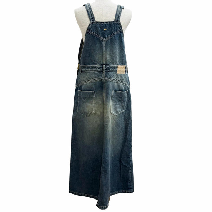 極美品★mina perhonen ミナペルホネン 22SS dn5301 リネン混 always デニム オーバーオールドレス ワンピース インディゴ 38 正規品