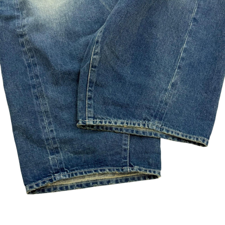極美品★mina perhonen ミナペルホネン 22SS dn4494 always コットン リネン混 ロゴ金具付 デニム オーバーオール インディゴ 38 正規品