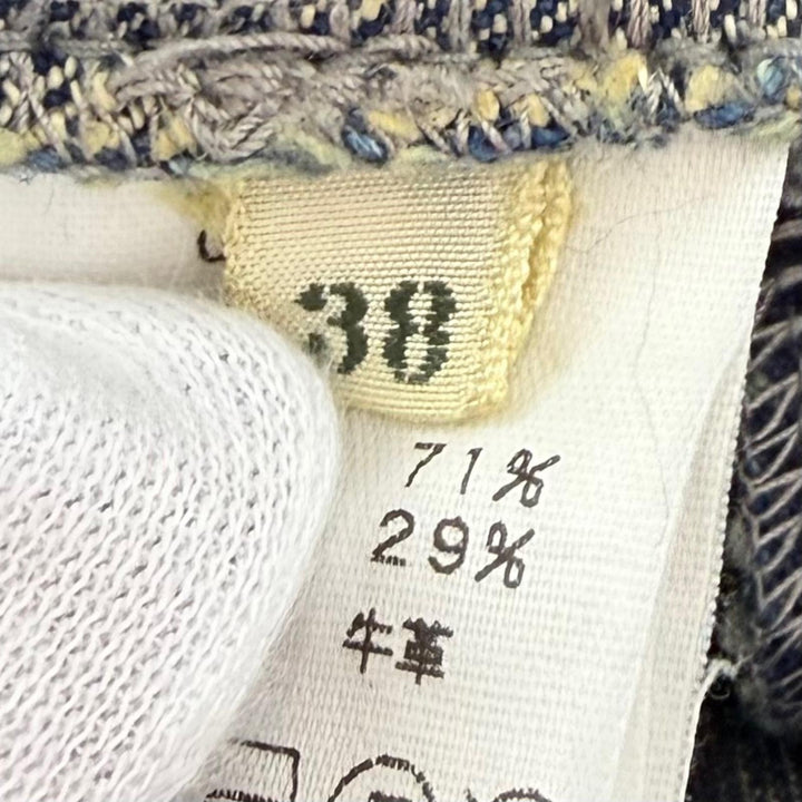 極美品★mina perhonen ミナペルホネン 22SS dn4494 always コットン リネン混 ロゴ金具付 デニム オーバーオール インディゴ 38 正規品