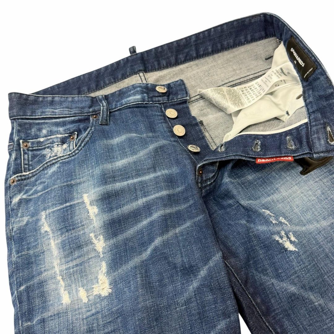 美品□DSQUARED2 ディースクエアード 25AW S74LB1721 Skater Jean D2レザーパッチ デニムパンツ インディゴブルー 48 イタリア製 正規品