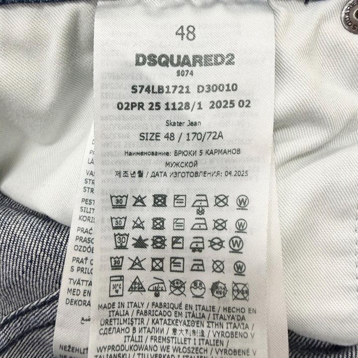 美品□DSQUARED2 ディースクエアード 25AW S74LB1721 Skater Jean D2レザーパッチ デニムパンツ インディゴブルー 48 イタリア製 正規品
