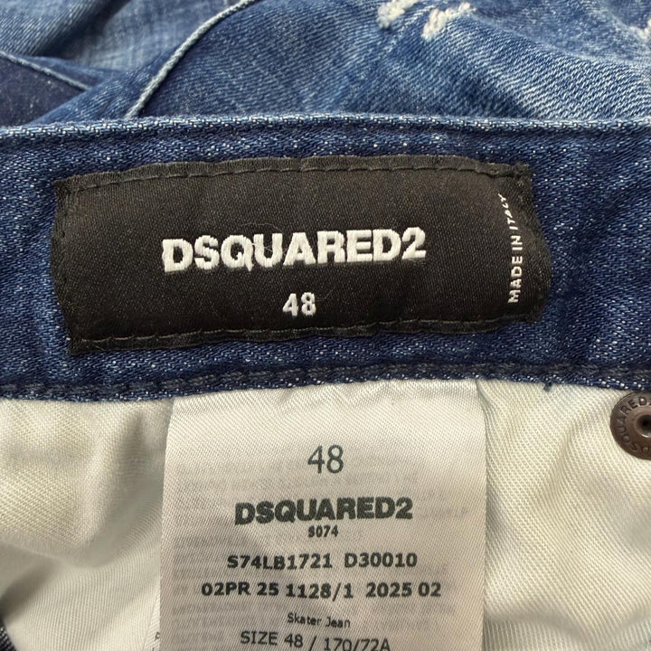 美品□DSQUARED2 ディースクエアード 25AW S74LB1721 Skater Jean D2レザーパッチ デニムパンツ インディゴブルー 48 イタリア製 正規品