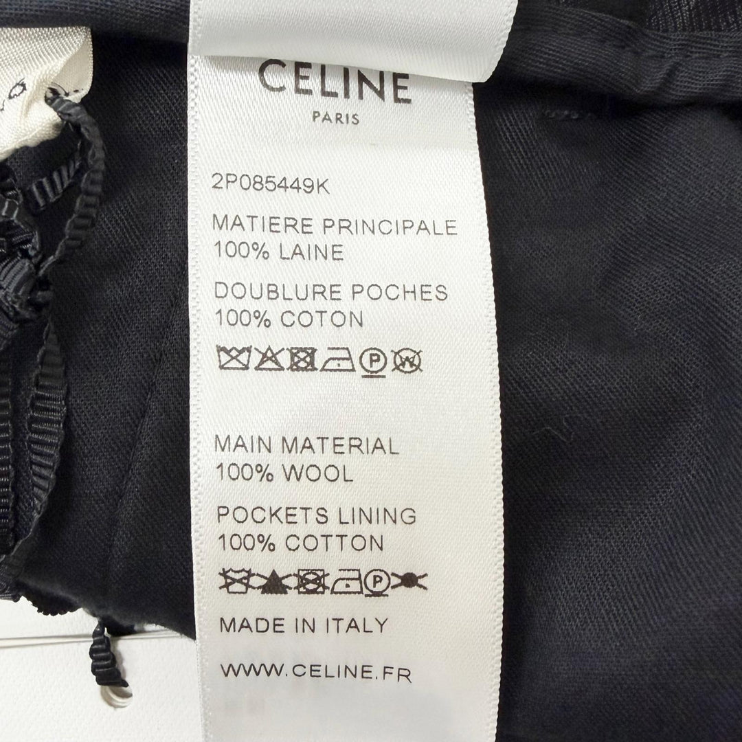 未使用品□CELINE セリーヌ 2P085449K ウール コットン ストライプ柄 スラックス トラウザーズ ネイビー 46 イタリア製 正規品 メンズ