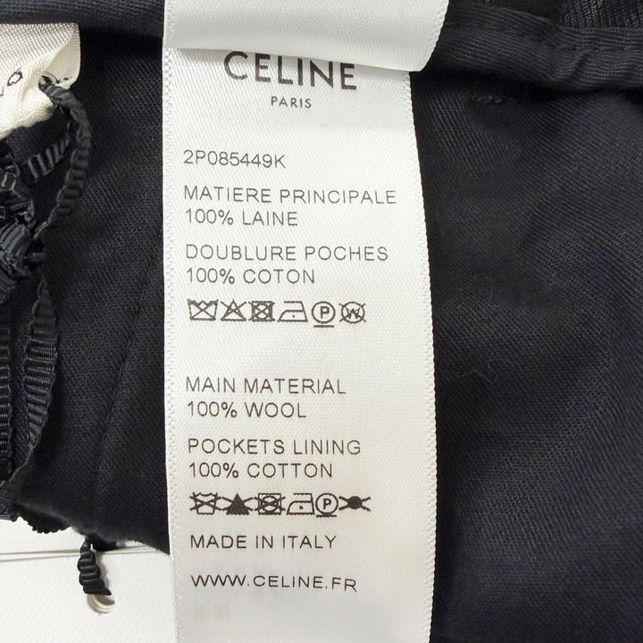 未使用品□CELINE セリーヌ 2P085449K ウール コットン ストライプ柄 スラックス トラウザーズ ネイビー 46 イタリア製 正規品 メンズ