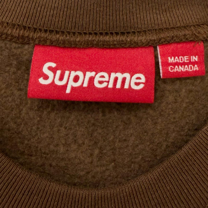 極美品□Supreme シュプリーム 24AW Crest Crewneck コットン ロゴプリント スウェットシャツ トレーナー ブラウン L カナダ製 正規品