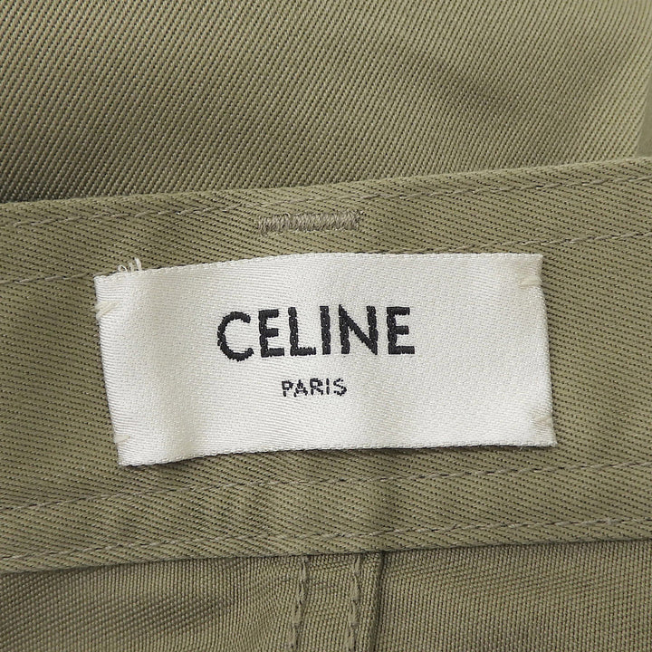 極美品▲CELINE セリーヌ AP157241 エディ期 コットン ロゴボタン センタープレス チノパンツ ベージュ 25 日本製 正規品 レディース