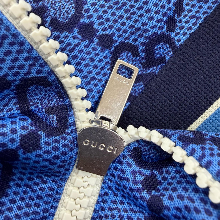 未使用品☆GUCCI グッチ 550604 GGテクニカル バックプリーツジャージー GG柄 パーカー ジャケット ブラウン ブルー M 正規品 レディース