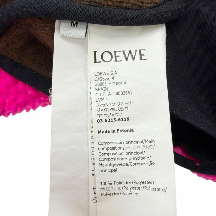 美品□LOEWE ロエベ H664Y07W11 Eye/LOEWE/Nature ロゴワッペン ハーフジップ フリースパーカー ブラック ブラウン ピンク M 正規品