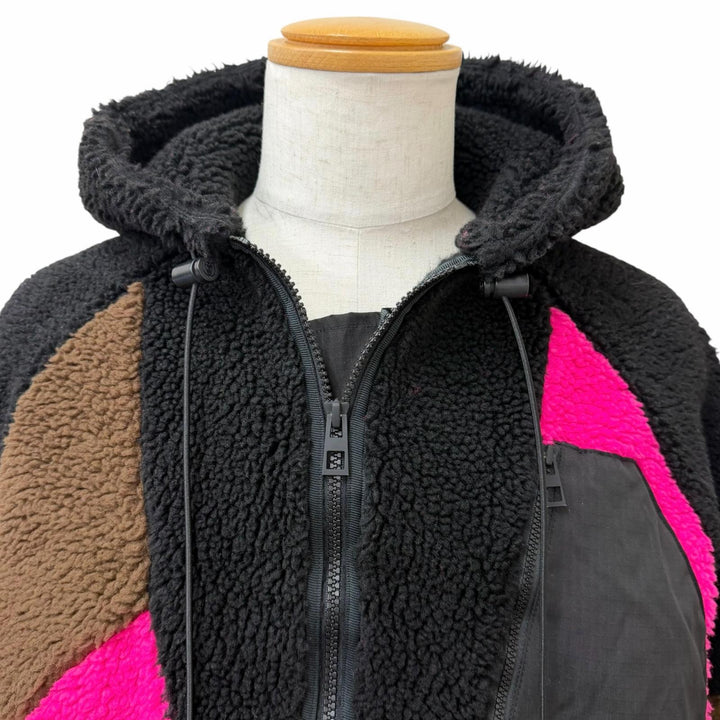 美品□LOEWE ロエベ H664Y07W11 Eye/LOEWE/Nature ロゴワッペン ハーフジップ フリースパーカー ブラック ブラウン ピンク M 正規品