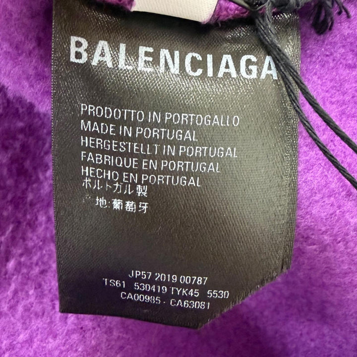 美品□BALENCIAGA バレンシアガ 530419 バックロゴプリント プルオーバー フーディー スウェットパーカー パープル L 正規品 メンズ