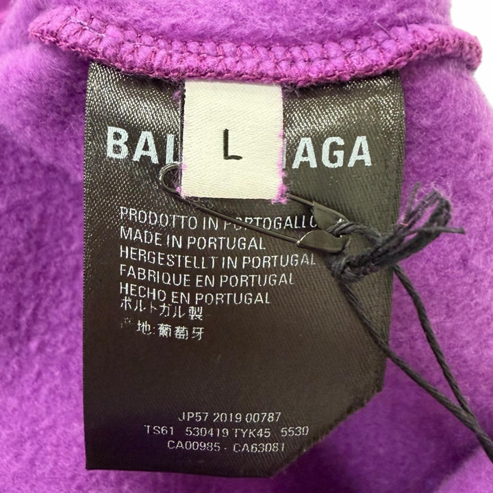 美品□BALENCIAGA バレンシアガ 530419 バックロゴプリント プルオーバー フーディー スウェットパーカー パープル L 正規品 メンズ