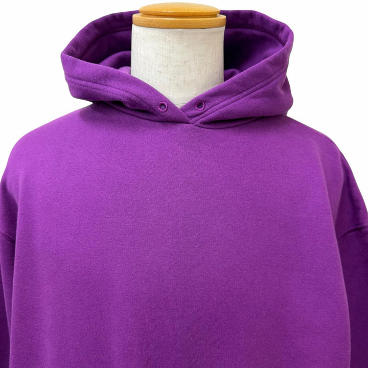 美品□BALENCIAGA バレンシアガ 530419 バックロゴプリント プルオーバー フーディー スウェットパーカー パープル L 正規品 メンズ