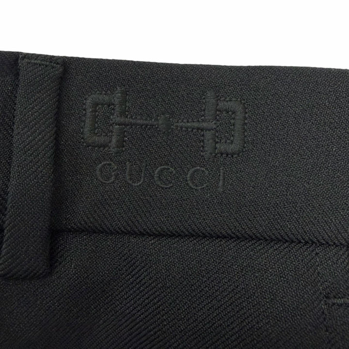 未使用品□GUCCI グッチ 23SS 727451 ロゴ刺繍 サイドライン スラックス トラウザーズパンツ ブラック 44 イタリア製 正規品 メンズ