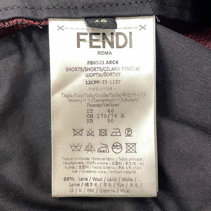 美品▲FENDI フェンディ 2022年製 FB0521 AKC4 FFロゴ ショートパンツ ハーフパンツ レッド 46 正規品 メンズ ガーメント・ハンガー付き