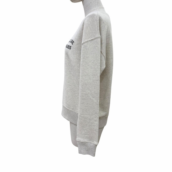 極美品☆CELINE セリーヌ 2Y31F765N コットン100％ ロゴ入り コットンフリース ルーズ スウェット ライトグレー S 正規品 レディース
