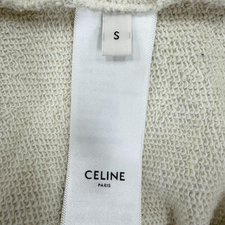 極美品☆CELINE セリーヌ 2Y31F765N コットン100％ ロゴ入り コットンフリース ルーズ スウェット ライトグレー S 正規品 レディース