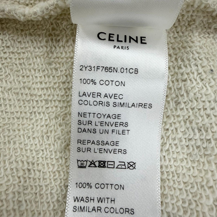 極美品☆CELINE セリーヌ 2Y31F765N コットン100％ ロゴ入り コットンフリース ルーズ スウェット ライトグレー S 正規品 レディース