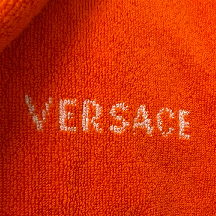 未使用品□VERSACE ヴェルサーチ 2025年製 1024215 コットンテリー ジャカード バスローブ メデューサ ガウンコート オレンジ S 伊製