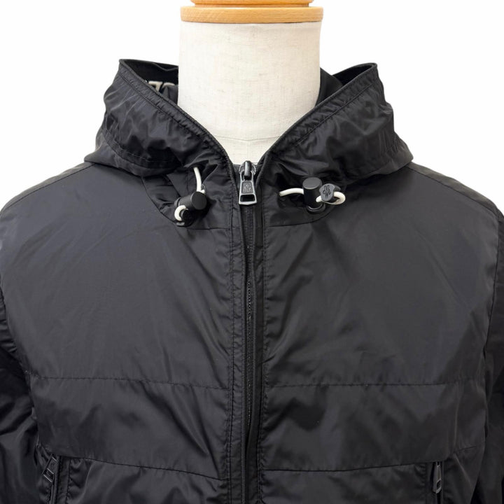 美品□MONCLER モンクレール D10914163505 MASSEREAU GIUBBOTTO フードロゴ刺繍 ブルゾンジャケット ウィンドブレーカー ブラック 1