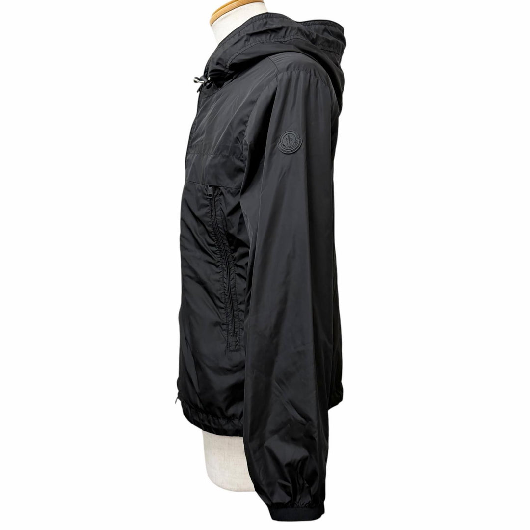 美品□MONCLER モンクレール D10914163505 MASSEREAU GIUBBOTTO フードロゴ刺繍 ブルゾンジャケット ウィンドブレーカー ブラック 1