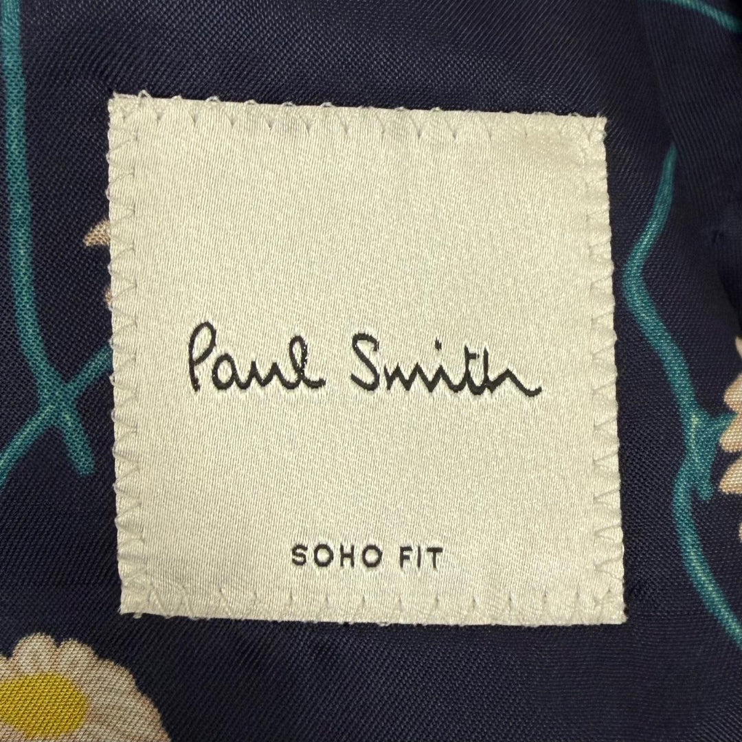 極美品□Paul Smith ポールスミス シルク混 ロロピアーナ社製生地 ストライプ柄 シングルスーツ ネイビー S 日本製 正規品 メンズ