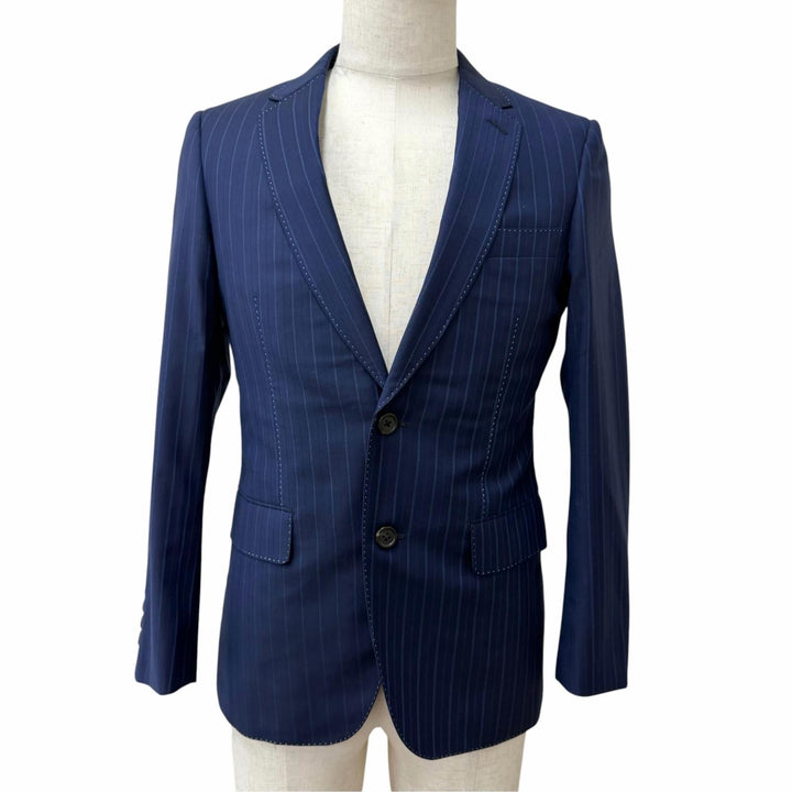 極美品□Paul Smith ポールスミス シルク混 ロロピアーナ社製生地 ストライプ柄 シングルスーツ ネイビー S 日本製 正規品 メンズ