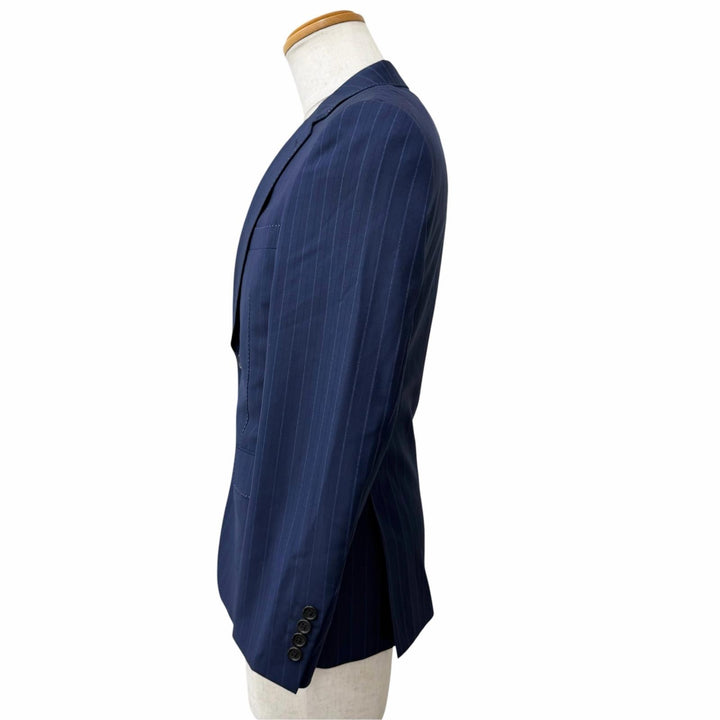 極美品□Paul Smith ポールスミス シルク混 ロロピアーナ社製生地 ストライプ柄 シングルスーツ ネイビー S 日本製 正規品 メンズ