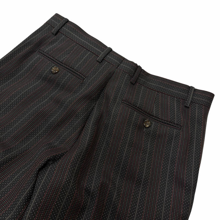 極美品□GUCCI グッチ 605347 ウール100％ ストライプ柄 金ボタン ダブルブレスト スーツ セットアップ ブラック 48 イタリア製 正規品