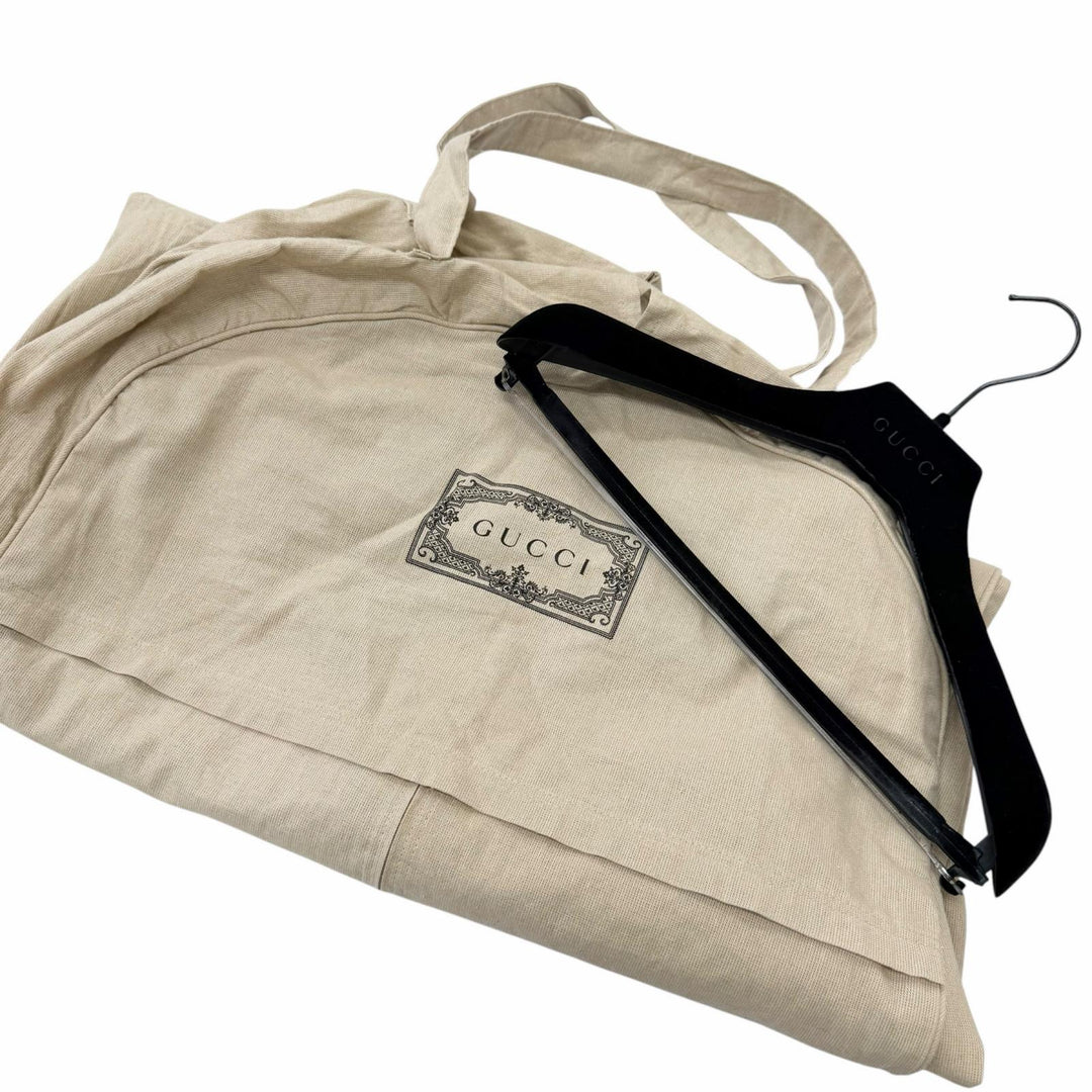 極美品□GUCCI グッチ 605347 ウール100％ ストライプ柄 金ボタン ダブルブレスト スーツ セットアップ ブラック 48 イタリア製 正規品