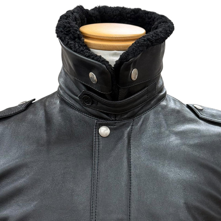 美品▼SAINT LAURENT PARIS サンローランパリ 397472 エディ期 ムートン ZIPUP フライトジャケット レザージャケット ブラック 46 メンズ