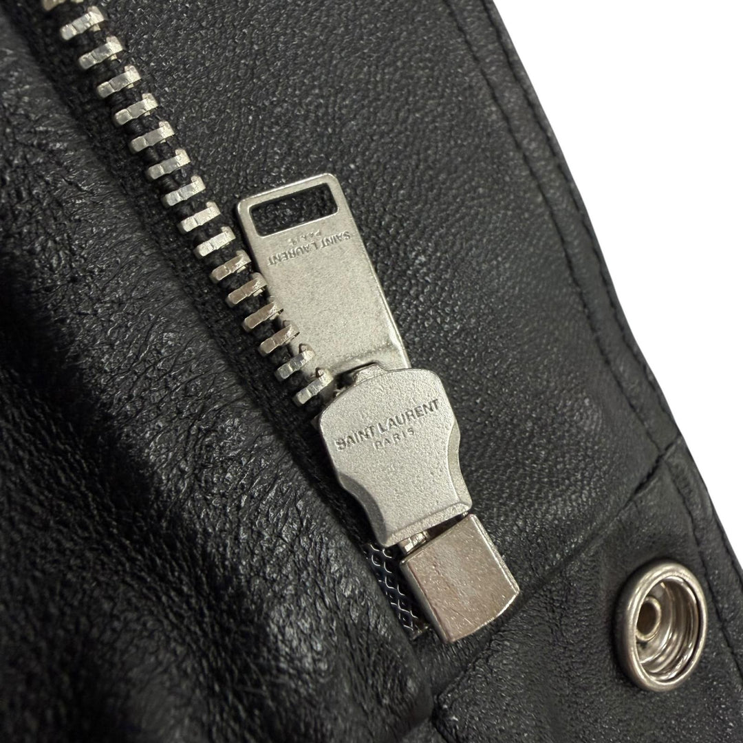 美品▼SAINT LAURENT PARIS サンローランパリ 397472 エディ期 ムートン ZIPUP フライトジャケット レザージャケット ブラック 46 メンズ