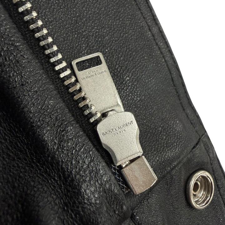 美品▼SAINT LAURENT PARIS サンローランパリ 397472 エディ期 ムートン ZIPUP フライトジャケット レザージャケット ブラック 46 メンズ