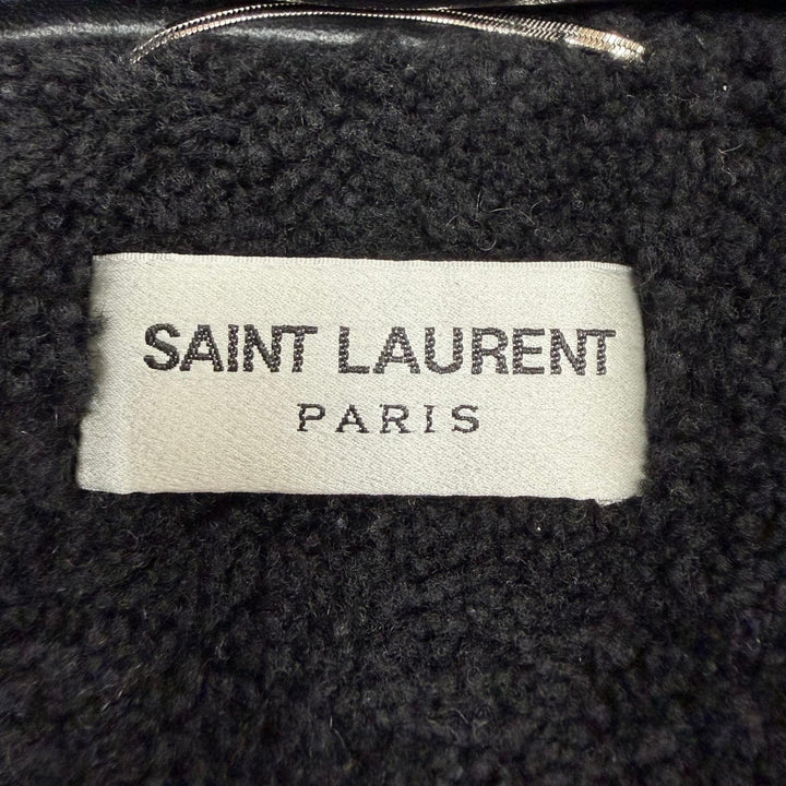 美品▼SAINT LAURENT PARIS サンローランパリ 397472 エディ期 ムートン ZIPUP フライトジャケット レザージャケット ブラック 46 メンズ