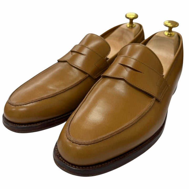 美品□CROCKETT&amp;JONES クロケットアンドジョーンズ POOLE レザー ペニーローファー コインローファー ベージュ 6.5 イングランド製