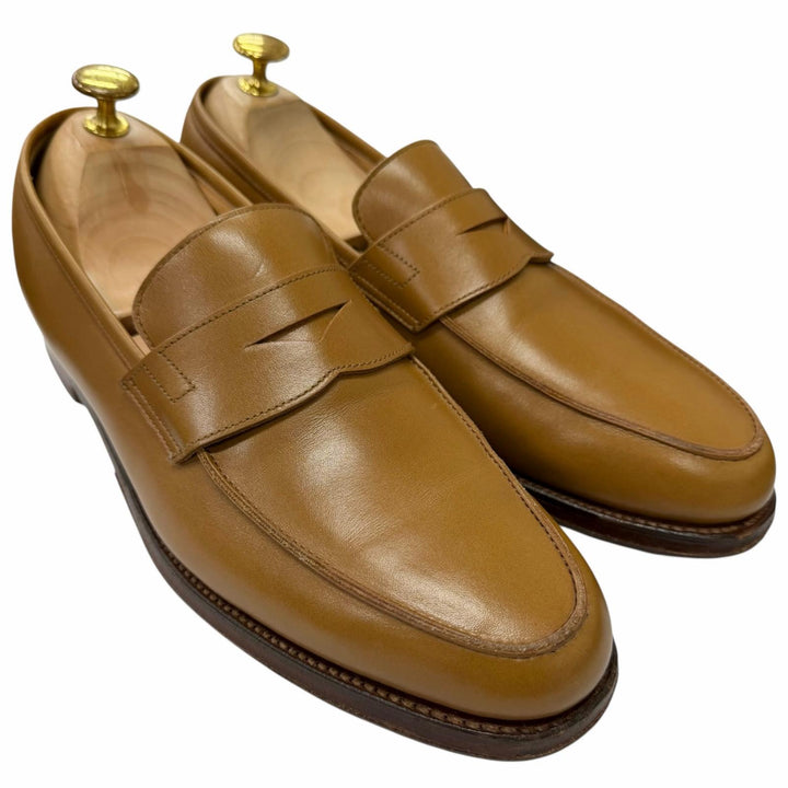 美品□CROCKETT&amp;JONES クロケットアンドジョーンズ POOLE レザー ペニーローファー コインローファー ベージュ 6.5 イングランド製