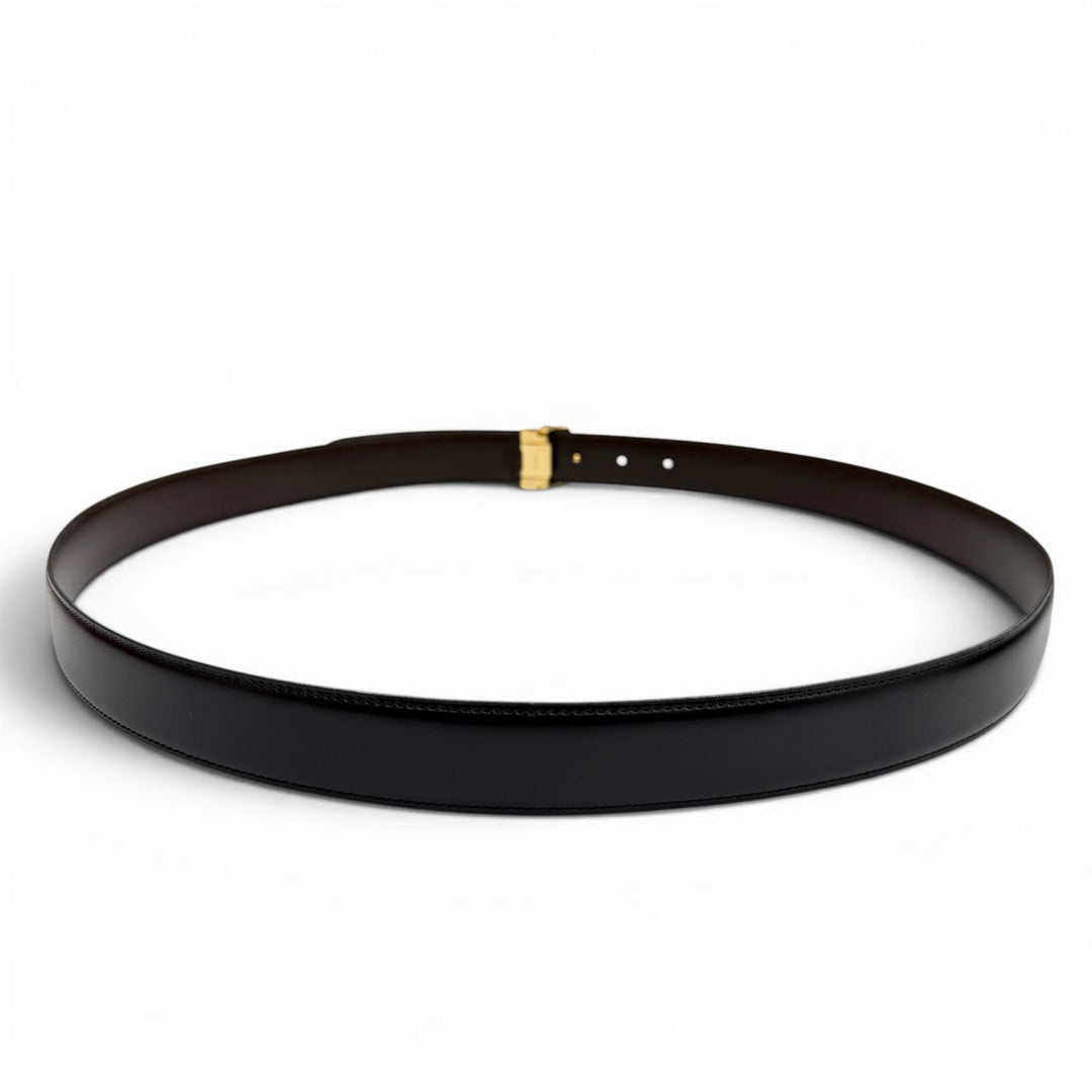 極美品▼Cartier カルティエ マスト ドゥ カルティエ レザー リバーシブル ベルト ブラック ダークブラウン ゴールド金具 メンズ 箱付き