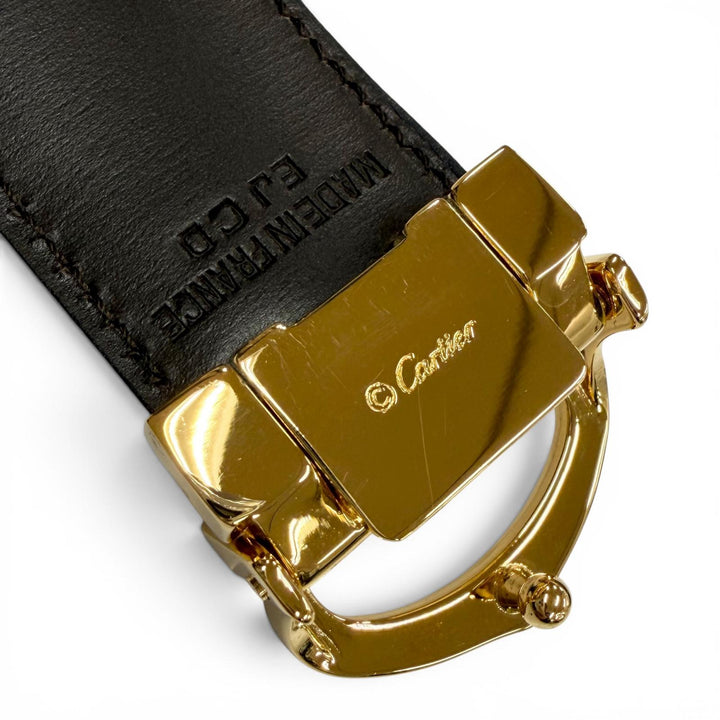極美品▼Cartier カルティエ マスト ドゥ カルティエ レザー リバーシブル ベルト ブラック ダークブラウン ゴールド金具 メンズ 箱付き