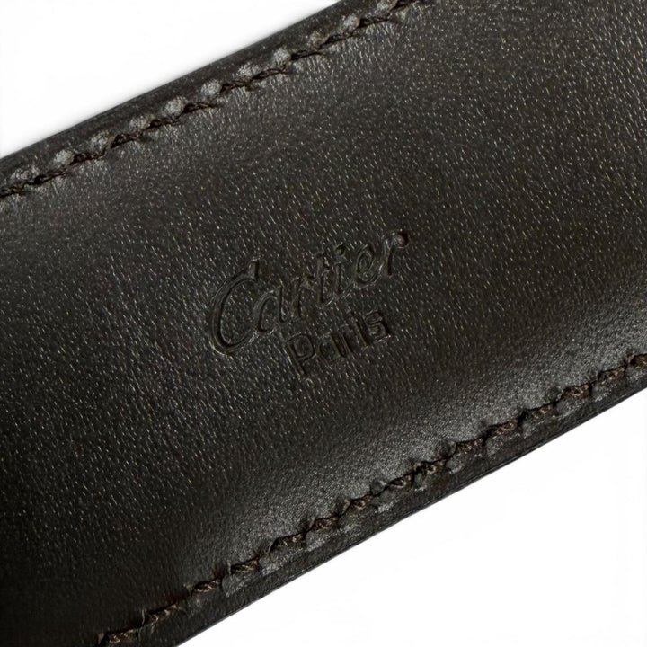 極美品▼Cartier カルティエ マスト ドゥ カルティエ レザー リバーシブル ベルト ブラック ダークブラウン ゴールド金具 メンズ 箱付き