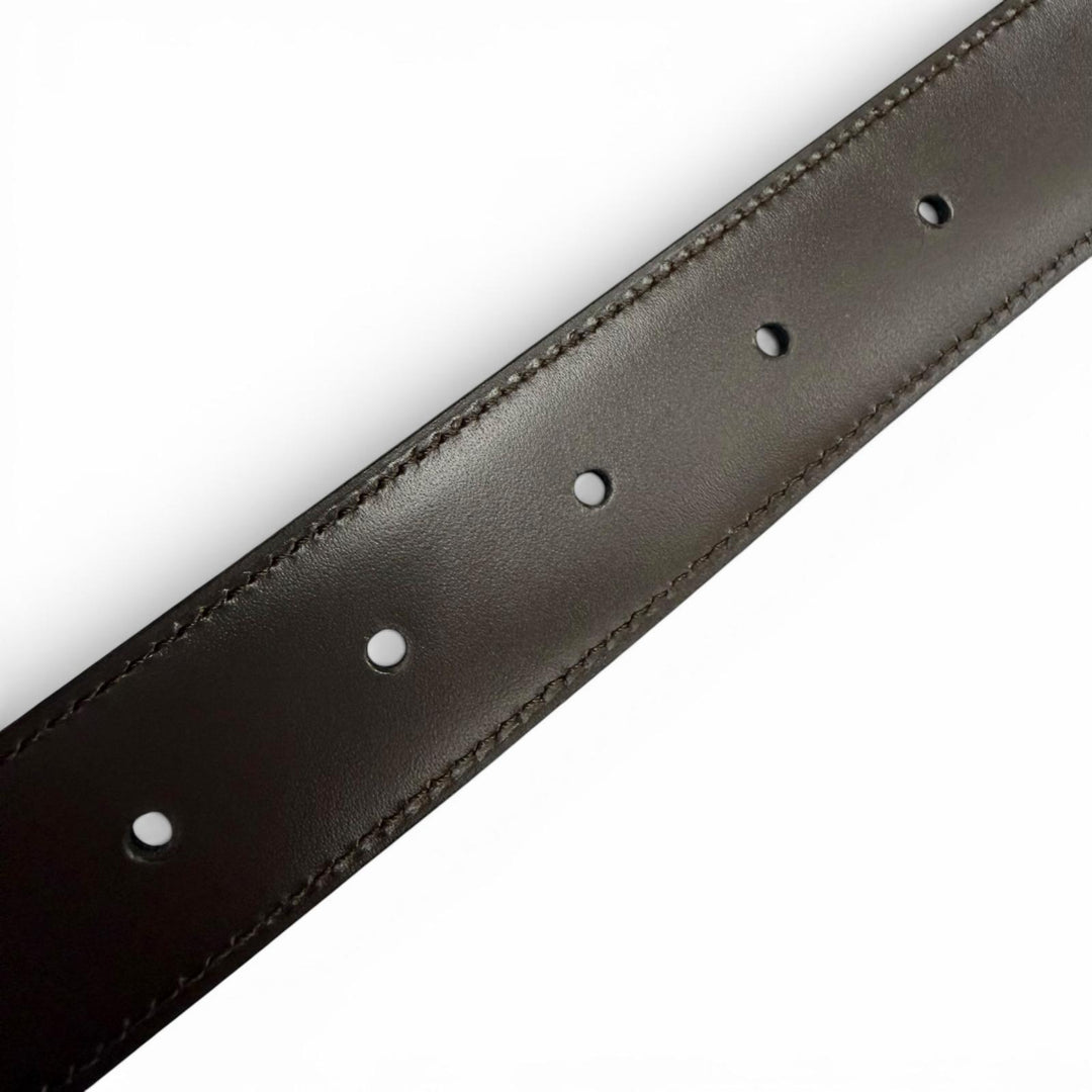 極美品▼Cartier カルティエ マスト ドゥ カルティエ レザー リバーシブル ベルト ブラック ダークブラウン ゴールド金具 メンズ 箱付き