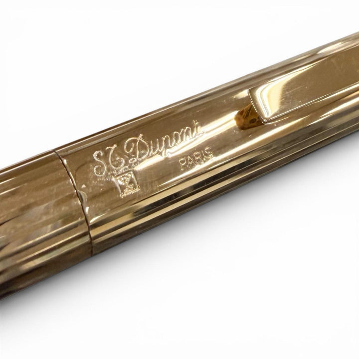 極美品▼Dupont デュポン ゴールドプレートライン クラシック ストライプ柄 ツイスト式 ボールペン シャープペンシル 2本セット 筆記◎