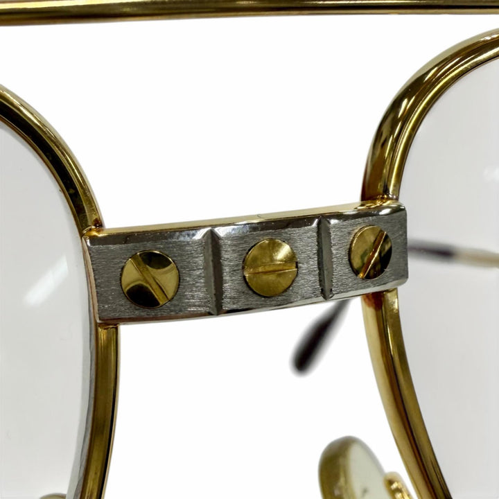 美品◇Cartier カルティエ ヴィンテージ ツーブリッジ アビエーター 130 メガネ アイウェア ゴールド ボルドー 59□14 フランス製 メンズ
