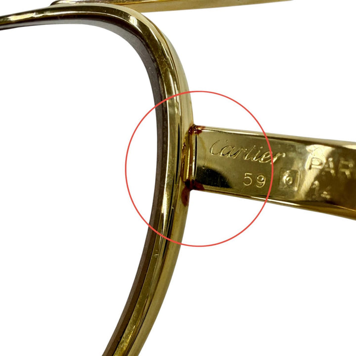美品◇Cartier カルティエ ヴィンテージ ツーブリッジ アビエーター 130 メガネ アイウェア ゴールド ボルドー 59□14 フランス製 メンズ