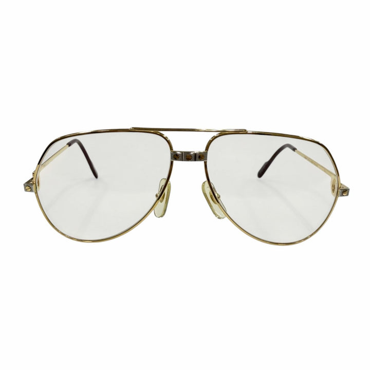 美品◇Cartier カルティエ ヴィンテージ ツーブリッジ アビエーター 130 メガネ アイウェア ゴールド ボルドー 59□14 フランス製 メンズ