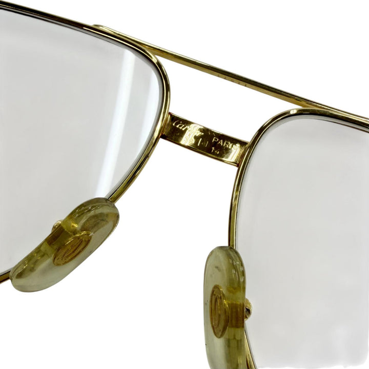 美品◇Cartier カルティエ ヴィンテージ ツーブリッジ アビエーター 130 メガネ アイウェア ゴールド ボルドー 59□14 フランス製 メンズ