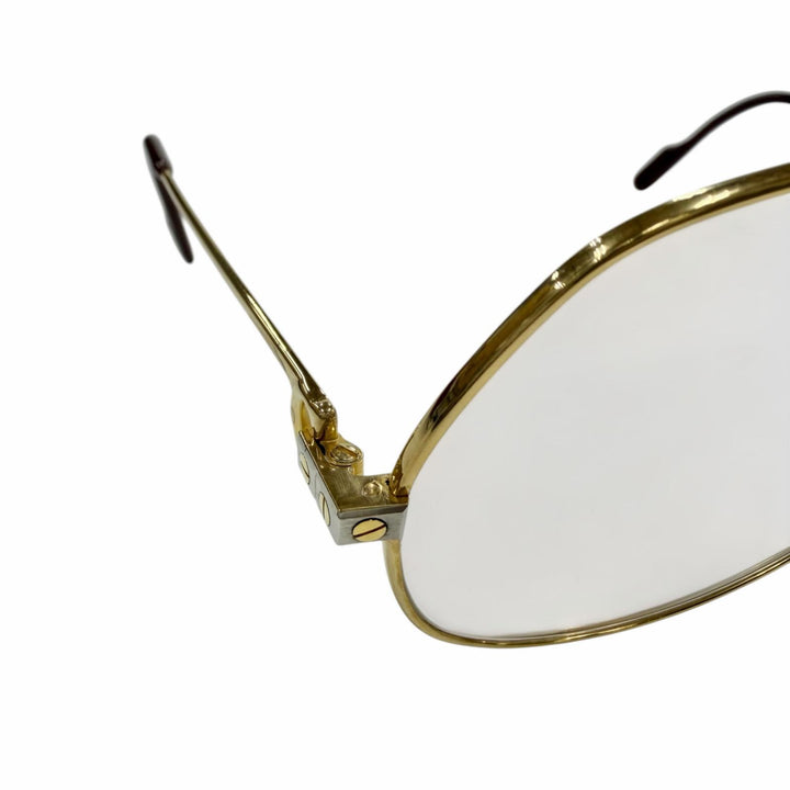 美品◇Cartier カルティエ ヴィンテージ ツーブリッジ アビエーター 130 メガネ アイウェア ゴールド ボルドー 59□14 フランス製 メンズ