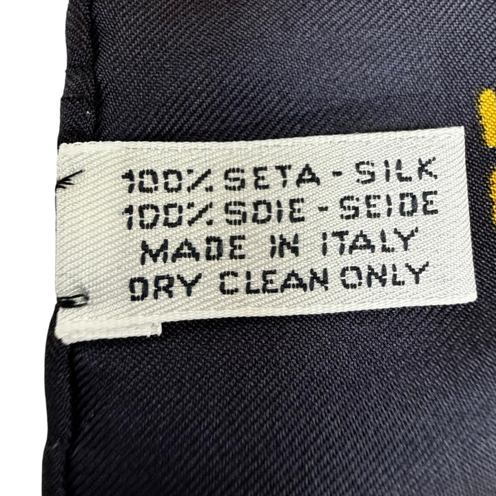 極美品◇CHANEL シャネル ヴィンテージ シルク100％ ココマーク チェーン パール 大判スカーフ ブラック ゴールド イタリア製 レディース