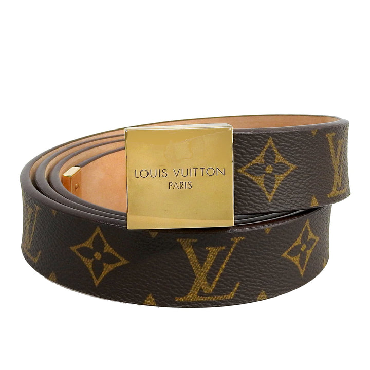 極美品▲LOUIS VUITTON ルイヴィトン サンチュール モノグラム モノグラムキャンバス モノグラム ベルト ゴールド金具 フランス製 メンズ