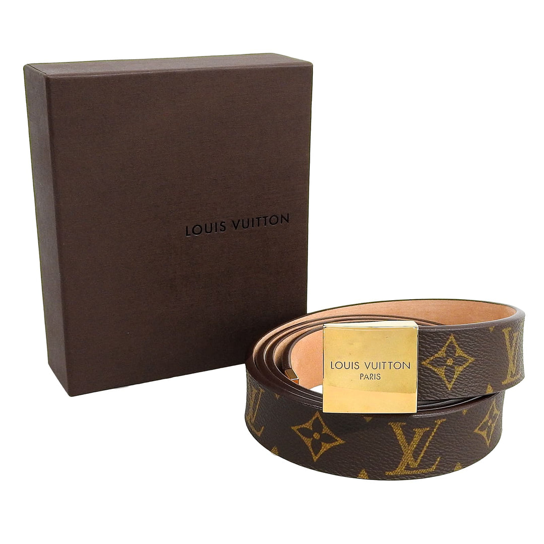 極美品▲LOUIS VUITTON ルイヴィトン サンチュール モノグラム モノグラムキャンバス モノグラム ベルト ゴールド金具 フランス製 メンズ