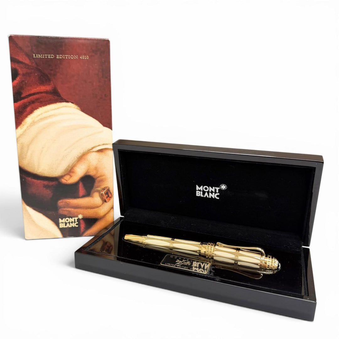 極美品△MONTBLANC モンブラン パトロンシリーズ2005 ユリウス二世 ペン先18K Mニブ 4711/4810 ホワイトスター 万年筆 ゴールド クリーム